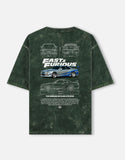 Fast And Furious Nissan Skyline GTR R34 Acid Wash Oversized T Shirt JDM Racing Streetwear Graphic Tee