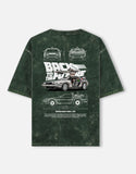 Back To The Future DeLorean DMC 12 Acid Wash Oversized T Shirt Time Machine Blueprint Graphic Streetwear Tee