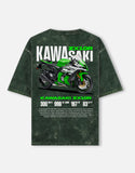 Kawasaki ZX10R Acid Wash Oversized T Shirt Ninja Superbike Racing Motorcycle Graphic Streetwear Tee