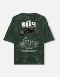 Ducati Diavel Acid Wash Oversized T Shirt Motorcycle Blueprint Graphic Cruiser Streetwear Tee