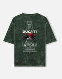 Ducati Streetfighter Acid Wash Oversized T Shirt Naked Superbike Motorcycle Blueprint Graphic Streetwear Tee