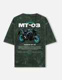 Yamaha MT03 Acid Wash Oversized T Shirt Naked Bike Graphic Streetwear Motorcycle Rider Tee