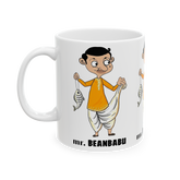 Mr Beanbabu Funny Coffee Mug Cartoon Indian Character Humor Mug Cute Illustration Coffee Mug Desi Comedy Gift Mug Unique Graphic Mug