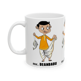 Mr Beanbabu Funny Coffee Mug Cartoon Indian Character Humor Mug Cute Illustration Coffee Mug Desi Comedy Gift Mug Unique Graphic Mug