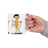 Mr Beanbabu Funny Coffee Mug Cartoon Indian Character Humor Mug Cute Illustration Coffee Mug Desi Comedy Gift Mug Unique Graphic Mug