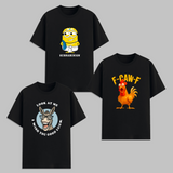 Funny Cartoon Graphic T Shirt Combo Pack Minion Style Mr Bean Inspired Donkey Quote Printed Cotton Unisex Trendy Graphic Tees Casual Wear India