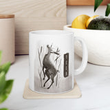 Deer Wildlife Coffee Mug Minimalist Nature Animal Art Ceramic Mug Forest Aesthetic Gift for Nature Lovers Hunters Rustic Outdoor Coffee Cup