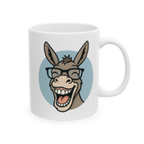 Funny Donkey Coffee Mug Cartoon Animal Face With Glasses Cute Smiling Ceramic Mug Premium Printed Cup Gift for Animal Lovers