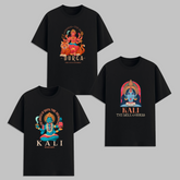 Durga Kali Graphic T Shirt Combo Pack Hindu Goddess Printed Cotton Unisex Spiritual Aesthetic Graphic Tees Black Trendy Casual Wear India