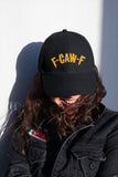 FCAWF Embroidery Baseball Cap Bold Typography Streetwear Black Adjustable Cotton Dad Hat Unisex Trendy Graphic Cap