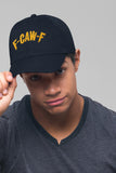 FCAWF Embroidery Baseball Cap Bold Typography Streetwear Black Adjustable Cotton Dad Hat Unisex Trendy Graphic Cap