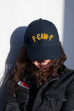 FCAWF Embroidery Baseball Cap Bold Typography Streetwear Black Adjustable Cotton Dad Hat Unisex Trendy Graphic Cap