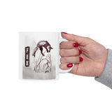 Fox Wildlife Coffee Mug Minimalist Animal Art Ceramic Mug Forest Aesthetic Nature Lover Gift Rustic Ink Wash Style Coffee Cup