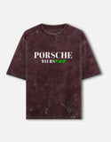 Porsche 911 RS Rawr Acid Wash Oversized T Shirt Racing Drift Club Streetwear Graphic Tee