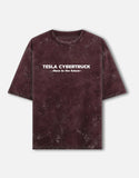 Tesla Cybertruck Blueprint Acid Wash Oversized T Shirt Electric Truck Streetwear Graphic Tee