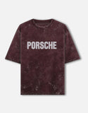 Porsche 911 GT3 RS Acid Wash Oversized T Shirt Sports Car Blueprint Graphic Streetwear Tee