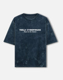 Tesla Cybertruck Blueprint Acid Wash Oversized T Shirt Electric Truck Streetwear Graphic Tee