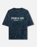 Porsche 911 RS Rawr Acid Wash Oversized T Shirt Racing Drift Club Streetwear Graphic Tee