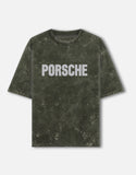 Porsche 911 GT3 RS Acid Wash Oversized T Shirt Sports Car Blueprint Graphic Streetwear Tee