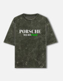 Porsche 911 RS Rawr Acid Wash Oversized T Shirt Racing Drift Club Streetwear Graphic Tee