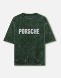 Porsche 911 GT3 RS Acid Wash Oversized T Shirt Sports Car Blueprint Graphic Streetwear Tee