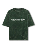 Porsche 911 GT3 RS Acid Wash Oversized T Shirt Blueprint Sports Car Graphic Streetwear Tee