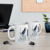 Garza Bird Coffee Mug Minimalist Crane Art Ceramic Mug Nature Aesthetic Wildlife Ink Wash Design Elegant Gift for Bird Lovers Modern Coffee Cup