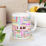 I Am Positive Affirmation Word Cloud Coffee Mug Motivation Mindset Success Confidence Inspirational Typography Ceramic Mug