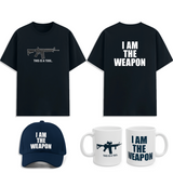 I Am The Weapon Graphic T Shirt Combo Pack Bold Statement Streetwear Tee Cap Mug Set Motivational Gym Mindset Apparel