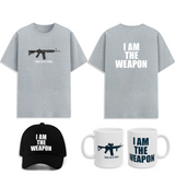 I Am The Weapon Graphic T Shirt Combo Pack Bold Statement Streetwear Tee Cap Mug Set Motivational Gym Mindset Apparel