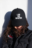I Am The Weapon Statement Baseball Cap Black Embroidered Bold Typography Streetwear Adjustable Cotton Hat Unisex