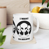 Alien Believe Coffee Mug UFO Sci Fi Aesthetic Mug Minimalist Space Graphic Ceramic Mug Funny Alien Lover Gift Cosmic Universe Coffee Cup