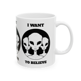 Alien Believe Coffee Mug UFO Sci Fi Aesthetic Mug Minimalist Space Graphic Ceramic Mug Funny Alien Lover Gift Cosmic Universe Coffee Cup