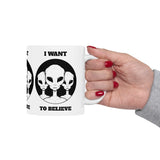 Alien Believe Coffee Mug UFO Sci Fi Aesthetic Mug Minimalist Space Graphic Ceramic Mug Funny Alien Lover Gift Cosmic Universe Coffee Cup
