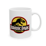 Jurassic Park Coffee Mug Dinosaur Logo Retro Typography T Rex Graphic Ceramic Mug Premium Printed Cup Movie Fan Gift