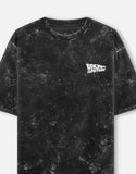 Back To The Future DeLorean DMC 12 Acid Wash Oversized T Shirt Time Machine Blueprint Graphic Streetwear Tee
