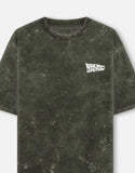 Back To The Future DeLorean DMC 12 Acid Wash Oversized T Shirt Time Machine Blueprint Graphic Streetwear Tee