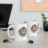 Funny Monkey Coffee Mug Cute Smiling Cartoon Monkey With Glasses Ceramic Mug Premium Printed Cup Gift for Animal Lovers