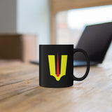 Namam Symbol Coffee Mug Minimal Spiritual Yellow Tilak Design Black Ceramic Mug Hindu Sacred Symbol Printed Cup Premium Gift