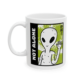 Not Alone Alien Coffee Mug Cute UFO Cartoon Aesthetic Mug Sci Fi Minimalist Graphic Ceramic Mug Funny Space Lover Gift Cosmic Cute Alien Cup