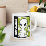 Not Alone Alien Coffee Mug Cute UFO Cartoon Aesthetic Mug Sci Fi Minimalist Graphic Ceramic Mug Funny Space Lover Gift Cosmic Cute Alien Cup