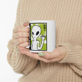 Not Alone Alien Coffee Mug Cute UFO Cartoon Aesthetic Mug Sci Fi Minimalist Graphic Ceramic Mug Funny Space Lover Gift Cosmic Cute Alien Cup