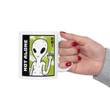 Not Alone Alien Coffee Mug Cute UFO Cartoon Aesthetic Mug Sci Fi Minimalist Graphic Ceramic Mug Funny Space Lover Gift Cosmic Cute Alien Cup