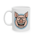 Funny Pig Coffee Mug Cute Smiling Pig With Glasses Cartoon Ceramic Mug Premium Printed Cup Gift for Animal Lovers