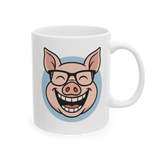 Funny Pig Coffee Mug Cute Smiling Pig With Glasses Cartoon Ceramic Mug Premium Printed Cup Gift for Animal Lovers