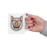 Funny Pig Coffee Mug Cute Smiling Pig With Glasses Cartoon Ceramic Mug Premium Printed Cup Gift for Animal Lovers