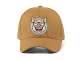 Funny Pig Embroidery Baseball Cap Cartoon Smiling Pig Face Black Adjustable Cotton Dad Hat Streetwear Unisex Gift