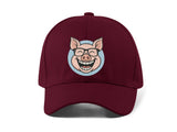 Funny Pig Embroidery Baseball Cap Cartoon Smiling Pig Face Black Adjustable Cotton Dad Hat Streetwear Unisex Gift