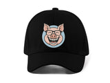 Funny Pig Embroidery Baseball Cap Cartoon Smiling Pig Face Black Adjustable Cotton Dad Hat Streetwear Unisex Gift
