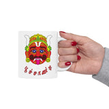 Tamil Folk Art Poochandi Face Coffee Mug Traditional Tamil Mask Design Mug Cultural Art Ceramic Coffee Mug Unique Gift